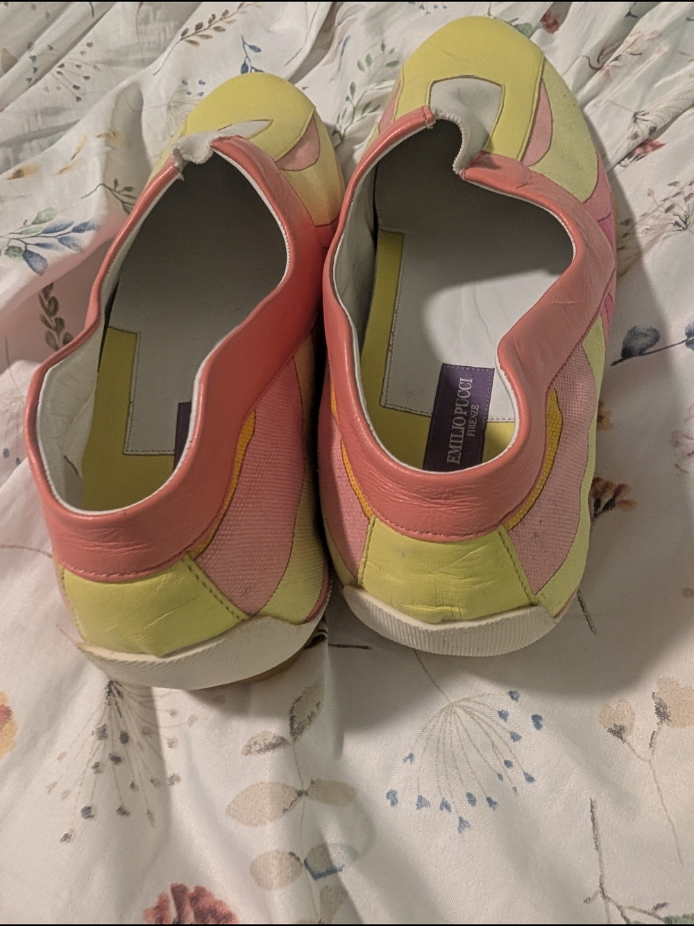 Emilio Pucci Yellow, Pink & Cream Slip-On Flats - Picture 3 of 7